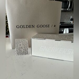 Golden goose shoe box and bag